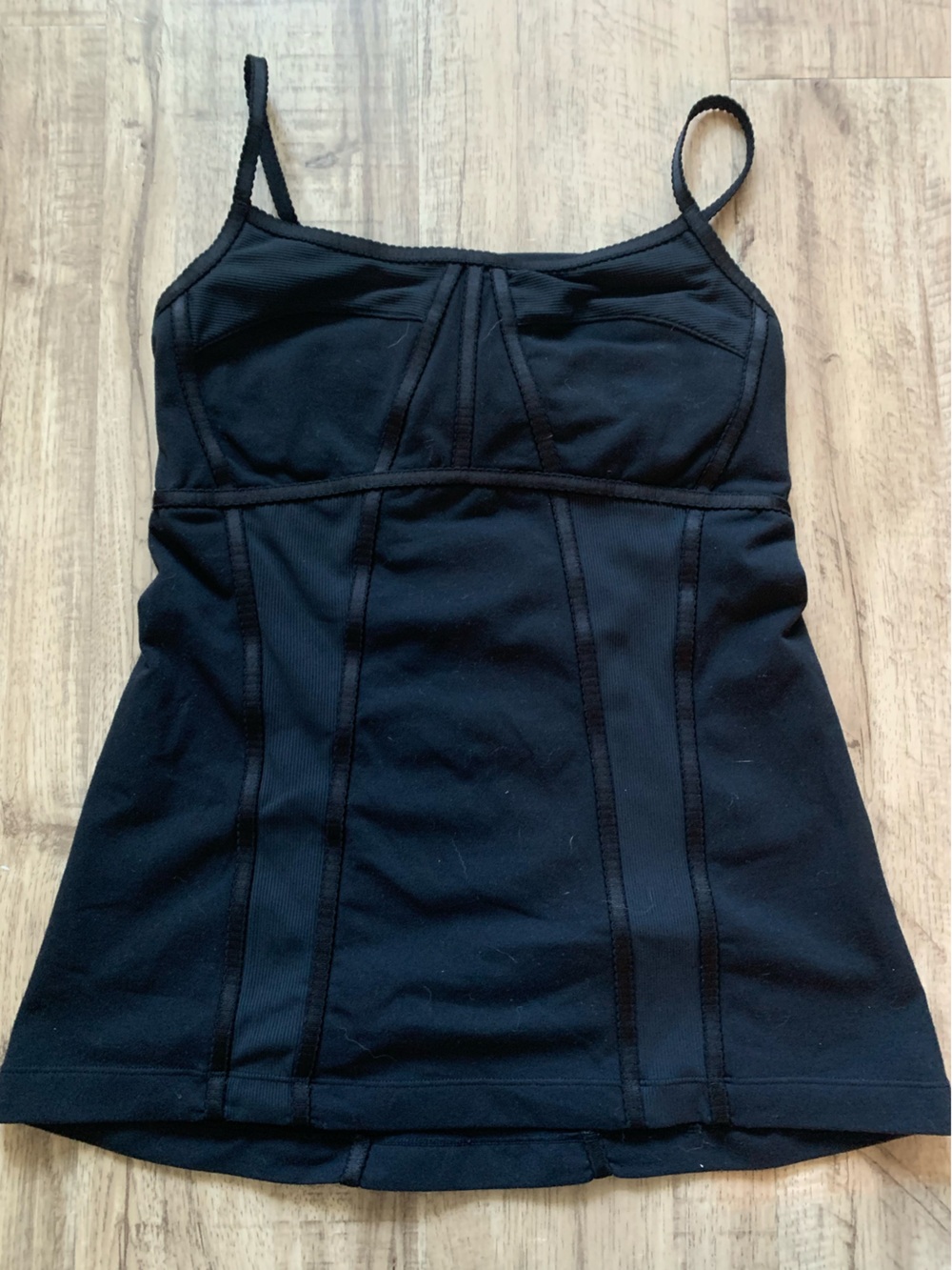 Lululemon Black Athletic Tank with Scalloped Ribbon Accents